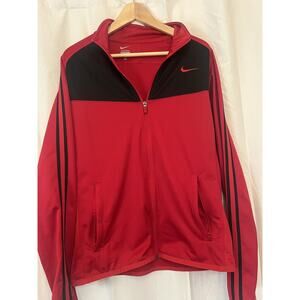 Vintage NIKE Swoosh Two Tone Full Zip Track Jacket 2000s Red Black Large